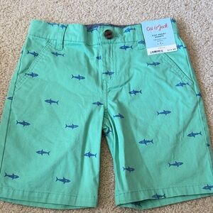 Cat & Jack Mint Green Shark-Print Flat-Front Shorts